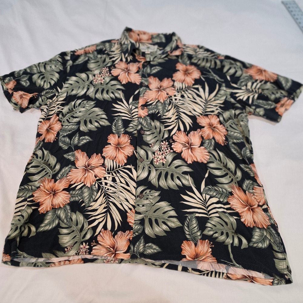 Island Shores Hawaiian Shirt Mens XL Floral Rayon Tropical Excellent